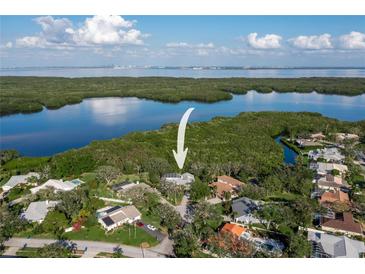 Breathtaking aerial view of a beautiful waterfront home surrounded by lush greenery and serene waters at 7255 18Th Ne St, St Petersburg, FL 33702
