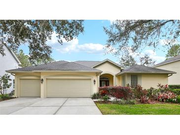 Beautiful two-story home with a three-car garage and lush landscaping at 8719 Ashworth Dr, Tampa, FL 33647