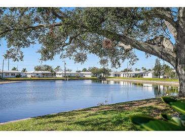 Community canal-front view with lush landscaping and single-Gathering homes at 10080 38Th N Way # 3, Pinellas Park, FL 33782