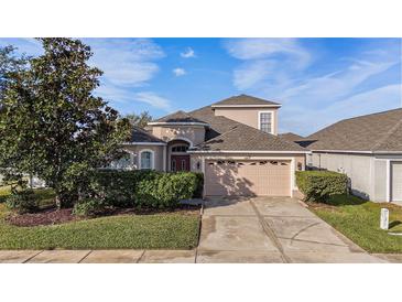 Charming home with a well-manicured lawn and a two-car garage at 4205 Morning Breeze Ct, Tampa, FL 33619
