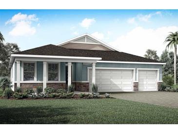 Two-story house with three-car garage and landscaped lawn at 12458 49Th E St, Parrish, FL 34219