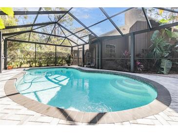Inviting screened pool with patio and lush landscaping offers a private outdoor oasis at 4595 Northwood Ter, Sarasota, FL 34234