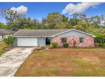 Ranch-style home with stone accents and a two-car garage at 2110 Clifton Dr, Valrico, FL 33594