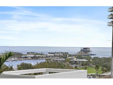 Breathtaking aerial view showcasing marina, stadium, and bay at 301 1St S St # 803, St Petersburg, FL 33701