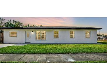 Updated single-story home with a well-maintained lawn and modern facade at 4916 Carlyle Rd, Tampa, FL 33615