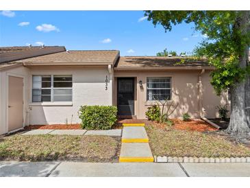 Charming single-story home featuring a well-maintained front yard and inviting entrance at 1033 Bowsprit Ln # 1406, Holiday, FL 34691