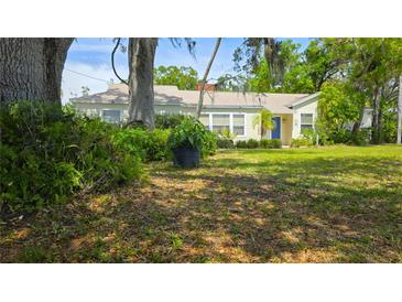 Charming single-story home with a lush front yard and mature trees providing ample shade at 1372 Palmetto St, Clearwater, FL 33755