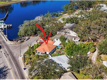 Aerial view of cozy single Gathering home near the river and within walking distance of the park at 1011 W Columbus Dr, Tampa, FL 33602