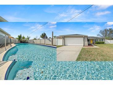 Charming single-story home showcasing a refreshing swimming pool and well-maintained yard at 6401 Elmhurst Ct, Pinellas Park, FL 33782