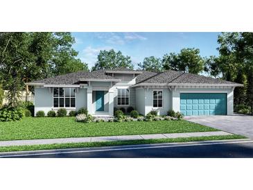 Charming single-story home featuring a manicured lawn and a two-car garage at 16388 Cape Horn Blvd, Punta Gorda, FL 33955