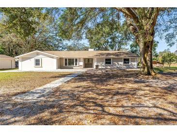 Charming single story home with a well-maintained front yard and large trees at 1122 S Mulrennan Rd, Valrico, FL 33594