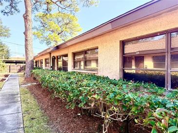 Charming exterior view of a well-maintained home with manicured landscaping and a sidewalk at 5603 Sycamore N St # 5603, St Petersburg, FL 33703