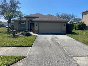 Charming single-story home with a well-maintained lawn and extended driveway at 514 Cedar Woods Dr, Oldsmar, FL 34677