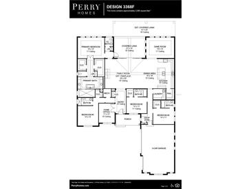 Detailed floor plan showcasing the layout of this Perry Home design with 3,368 square feet of living space at 4608 Majestic Hills Loop, Brooksville, FL 34601