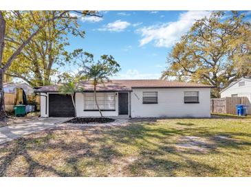 Charming single-story home featuring a freshly painted exterior, attached garage, and neat landscaping at 10512 N Otis Ave, Tampa, FL 33612