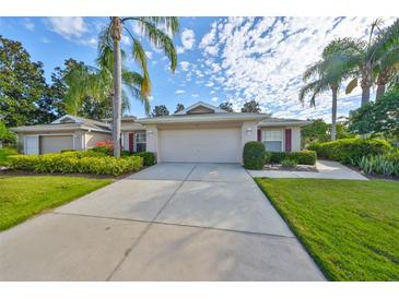 Charming home with a well-maintained front yard and beautiful landscaping and a long driveway at 1171 Corinth Greens Dr, Sun City Center, FL 33573