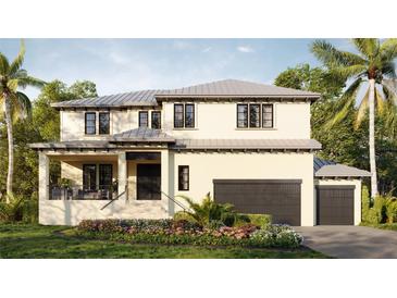 Charming two-story home with landscaped yard, a covered porch, and a two car attached garage at 440 Capri Ne Way, St Petersburg, FL 33704