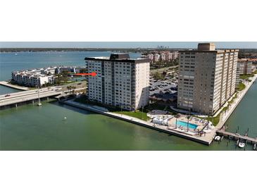 Waterfront condos featuring a community pool, docks, and convenient parking near the beach at 5220 Brittany S Dr # 1108, St Petersburg, FL 33715