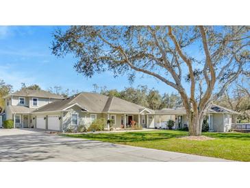 Expansive home exterior featuring a well-manicured lawn and large tree providing shade and curb appeal at 4411 Culbreath Rd, Valrico, FL 33596