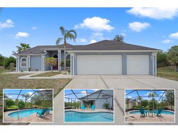 Lovely single story home with three-car garage, well maintained lawn, and a screened-in pool, perfect for outdoor enjoyment at 5140 Eclipse Ct, Spring Hill, FL 34607
