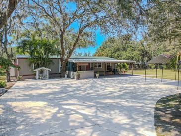 Sprawling home with large concrete pad, mature trees and covered patio area at 12303 Greenland Dr, Riverview, FL 33579