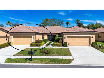 Charming single-story home with well-manicured lawn, mature landscaping and a tile roof at 221 Shell Falls Dr, Apollo Beach, FL 33572