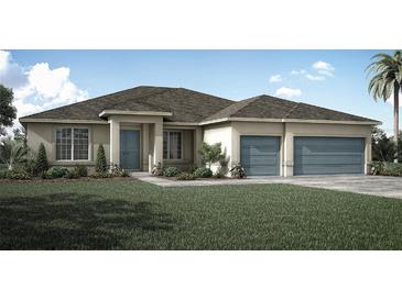 Charming single-story home with a well-manicured lawn and a two-car garage at 10385 Winnipeg St, Port Charlotte, FL 33981