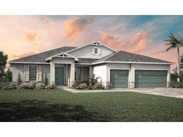 Beautiful single-story home featuring a three-car garage, a well-manicured lawn and professional landscaping at 15513 Aldama Cir, Port Charlotte, FL 33981