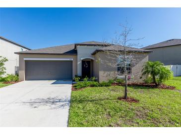 Charming single-story home with well-maintained lawn and attached two-car garage at 5412 Olano St, Palmetto, FL 34221