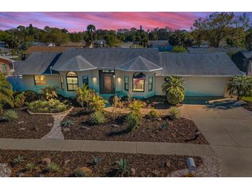 Charming one-story home with a beautiful landscaped front yard and driveway at 1017 Jamaica Way, Tarpon Springs, FL 34689