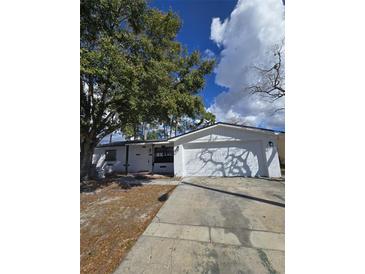 Charming single-story home with a large front yard and attached two car garage at 10018 Freestone Ln, Port Richey, FL 34668