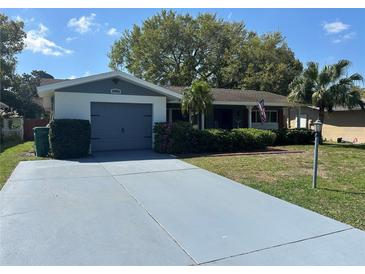 Charming one-story home with a well-maintained front yard and painted driveway at 2041 Hillwood Dr, Clearwater, FL 33763