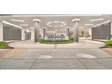 Elegant building entrance featuring columns, landscaping, and prominent 'SALTAIRE' signage at 301 1St S St # 1206, St Petersburg, FL 33701