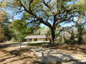 Charming single-story home with a large mature tree shading the property at 5425 Leisure St, Dade City, FL 33523