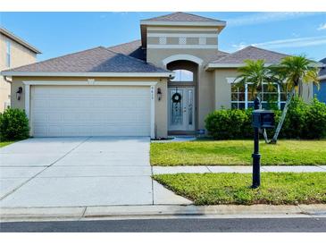 Charming single-Gathering home with a well-manicured lawn, two car garage, and inviting front entrance at 9613 Jasmine Brook Crk, Land O Lakes, FL 34638