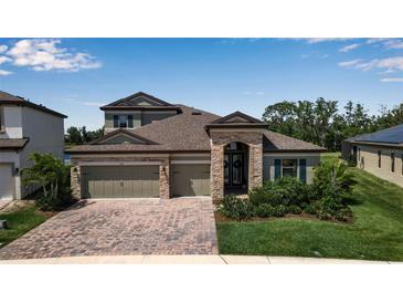 Charming home featuring a beautiful brick driveway and a meticulously landscaped front yard at 9133 Warm Springs Cir, Parrish, FL 34219