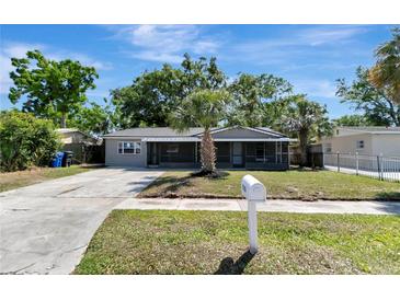Charming single-story home with a well-maintained lawn and mature palm tree in the front yard at 7101 Kingston Dr, Tampa, FL 33619