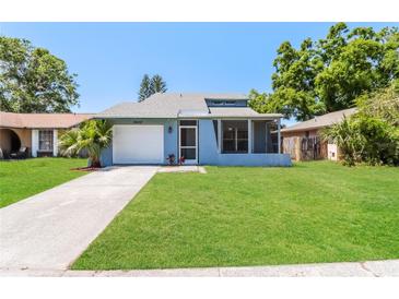 Charming single-story home with a well-maintained lawn and a screened porch at 16012 Ballica Dr, Tampa, FL 33618