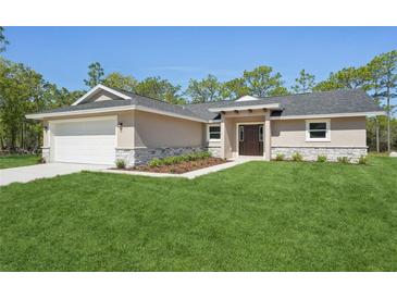 Charming single-story home with a well-manicured lawn and inviting front entrance at 15409 Coot Rd, Weeki Wachee, FL 34614