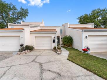 Charming townhome featuring a private garage, well-maintained landscaping, and a welcoming entryway at 4316 Sunray Ct # 34, Tampa, FL 33615
