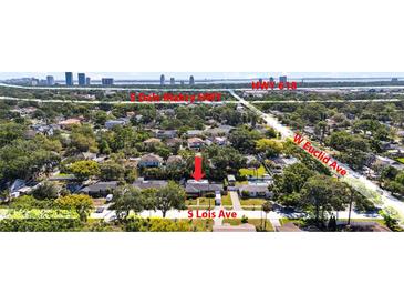 Charming neighborhood aerial view featuring tree-lined streets near Hwy 618, S Dale Mabry Hwy, W Euclid Ave, and S Lois Ave at 3614 S Lois Ave, Tampa, FL 33629