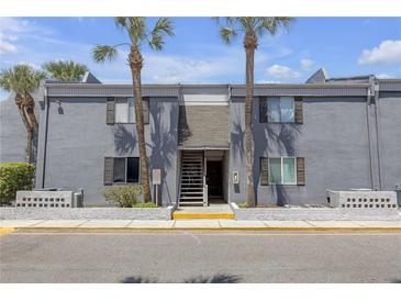 Gray two-story condo building with stairs to front door and palm trees at 3803 Cortez Cir # C, Tampa, FL 33614