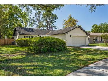 Charming single-story home featuring a well-maintained lawn and mature trees at 14013 Briardale Ln, Tampa, FL 33618