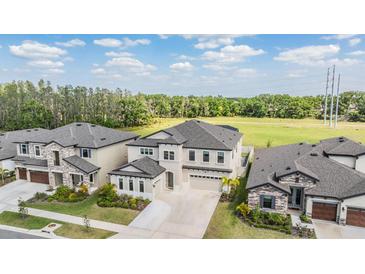 Beautiful two-story home with a well-manicured lawn and attached two car garage in a modern community at 14507 Woodland Spur Dr, Lithia, FL 33547