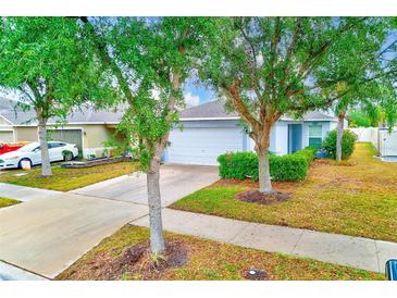 Charming single-Gathering home with a well-maintained front yard and mature trees at 15410 Quail Woods Pl, Ruskin, FL 33573