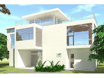 Modern home featuring a rooftop deck, large windows, and a minimalist design at 511 Avonwood, Tampa, FL 33625