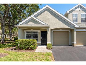 Charming single-story home with well-maintained landscaping, attached garage, and neutral color palette on a sunny day at 3583 Wembley Way # 101, Palm Harbor, FL 34685