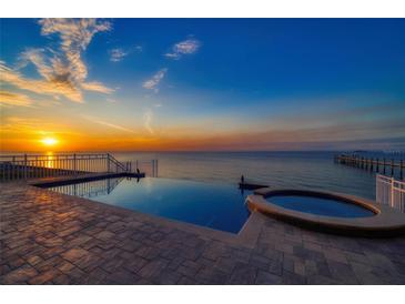 Enjoy scenic water views from this beautiful infinity pool with a built-in spa overlooking the ocean at 6408 Bright Bay Ct, Apollo Beach, FL 33572