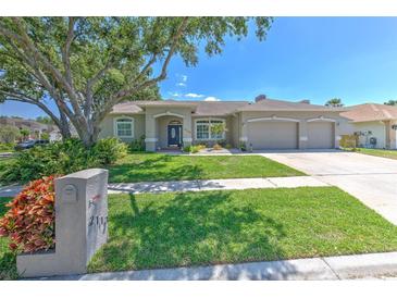 Charming single-story home featuring a well-manicured lawn and a three-car garage at 2113 Golf Manor Blvd, Valrico, FL 33596