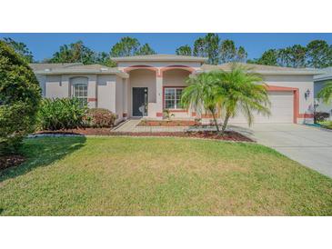 Charming home with well-maintained lawn and inviting front entrance at 9823 Rolling Cir, San Antonio, FL 33576